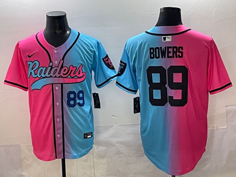 Men 2025 Oakland Raiders #89 Bowers Blue pink Nike Limited NFL Jersey style 002->oakland raiders->NFL Jersey